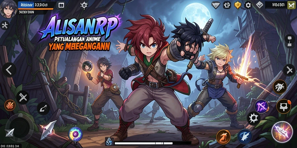 Tampilan permainan dinamis ALISANRP yang penuh warna.