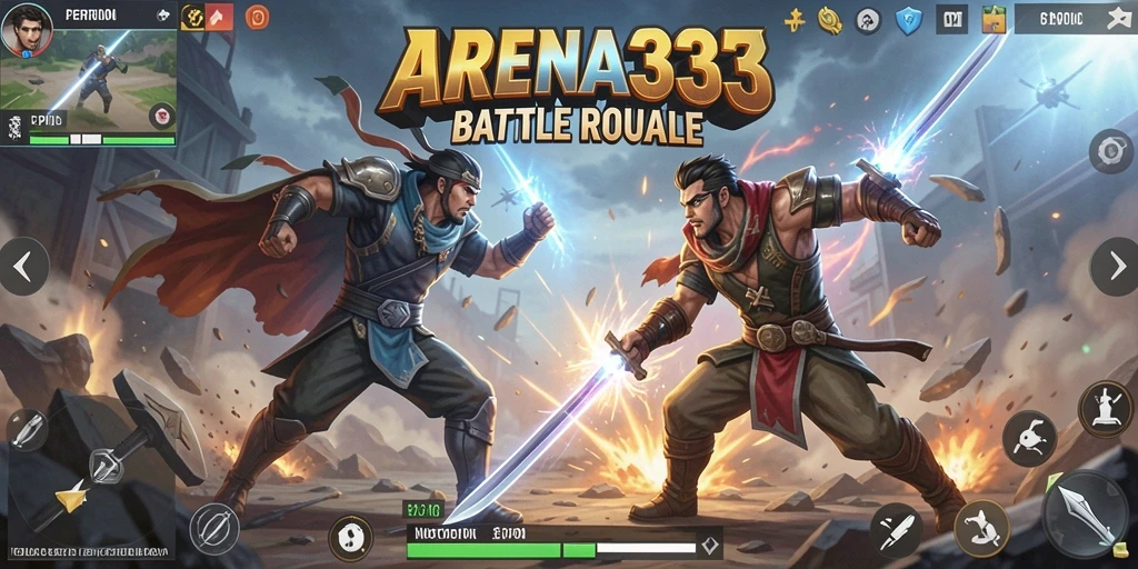 Tampilan dinamis gameplay seru di ARENA333 Battle Royale.