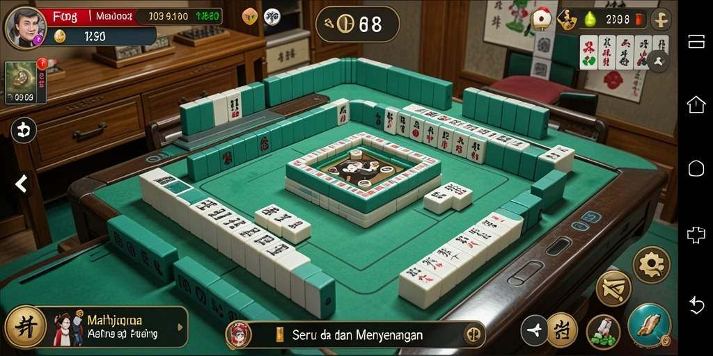 Screenshot gameplay FO8 menampilkan elemen Mahjong yang menarik dan interaktif.