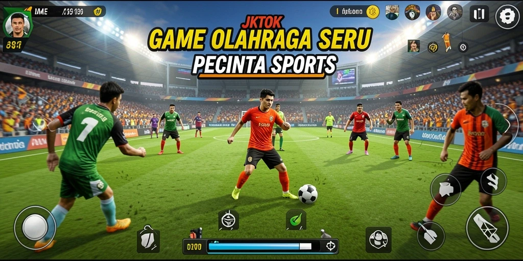 Tampilan gameplay seru dari JKTOK yang menampilkan berbagai olahraga.