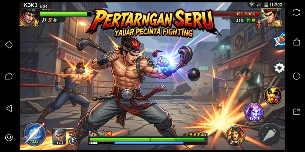 Gameplay K3K3 menampilkan pertarungan seru yang mendebarkan.