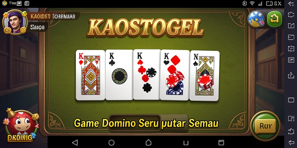 Screenshot KAOSTOGEL menunjukkan gameplay domino yang seru dan interaktif.