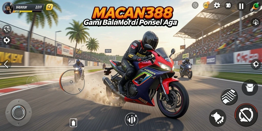 Screenshot utama menampilkan aksi balap menarik di MACAN388.