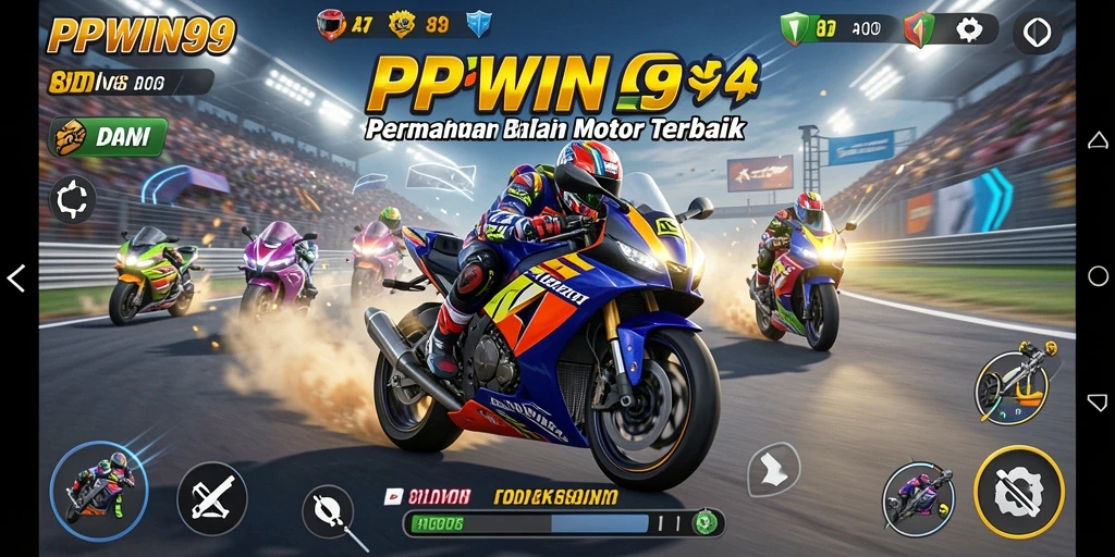 Tampilan gameplay menegangkan dalam balapan motor PPWIN99.