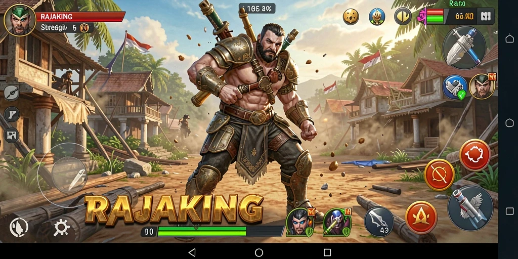 Screenshot gameplay RAJAKING menampilkan aksi strategi mendebarkan.