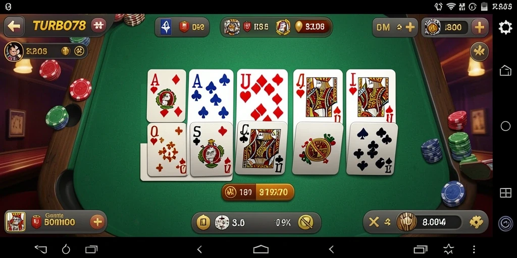Tampilan gameplay seru dari TURBO78 yang menampilkan permainan Domino.